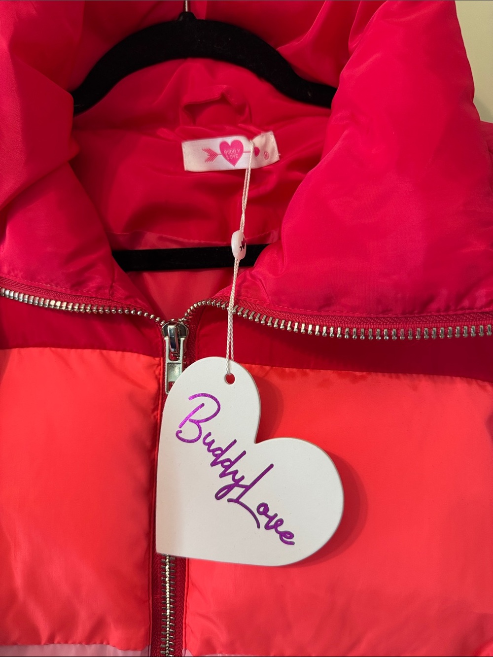 Buddy Love Colorblock Puffer Jacket in Pink - Picture 2 of 5